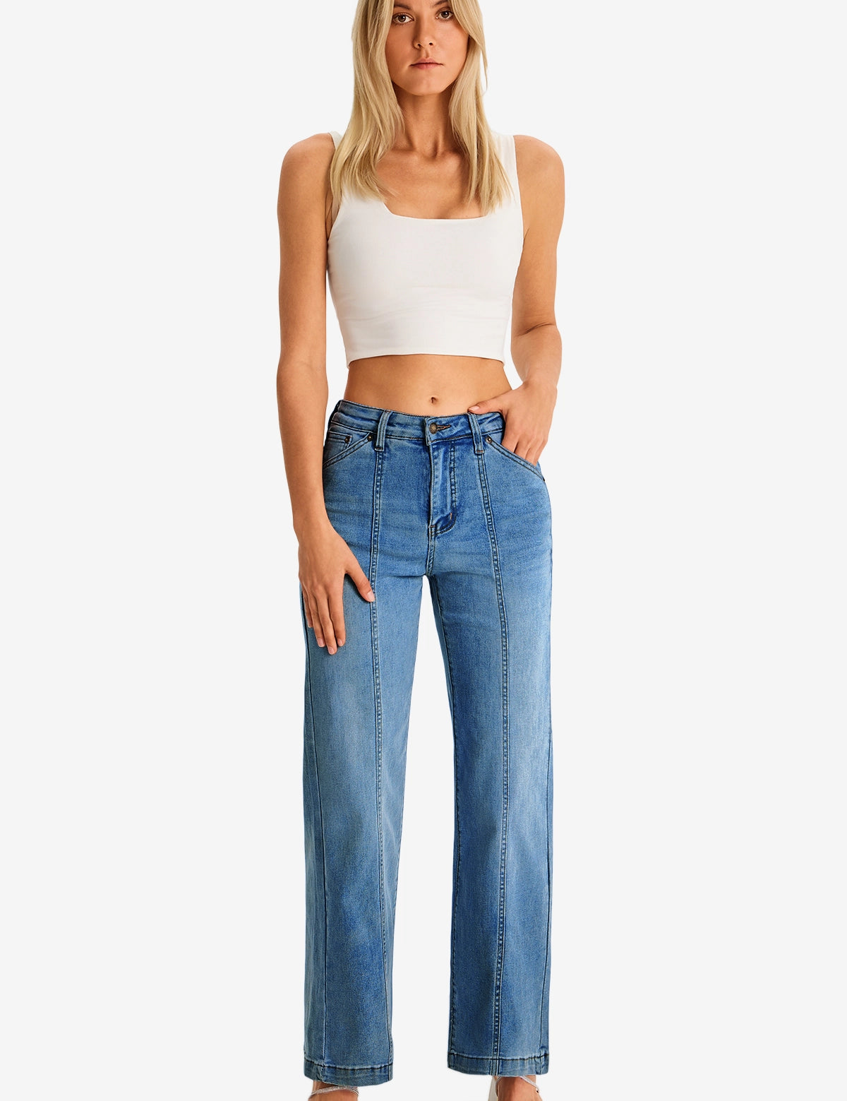 Womens LightBlue Wide Leg Jeans