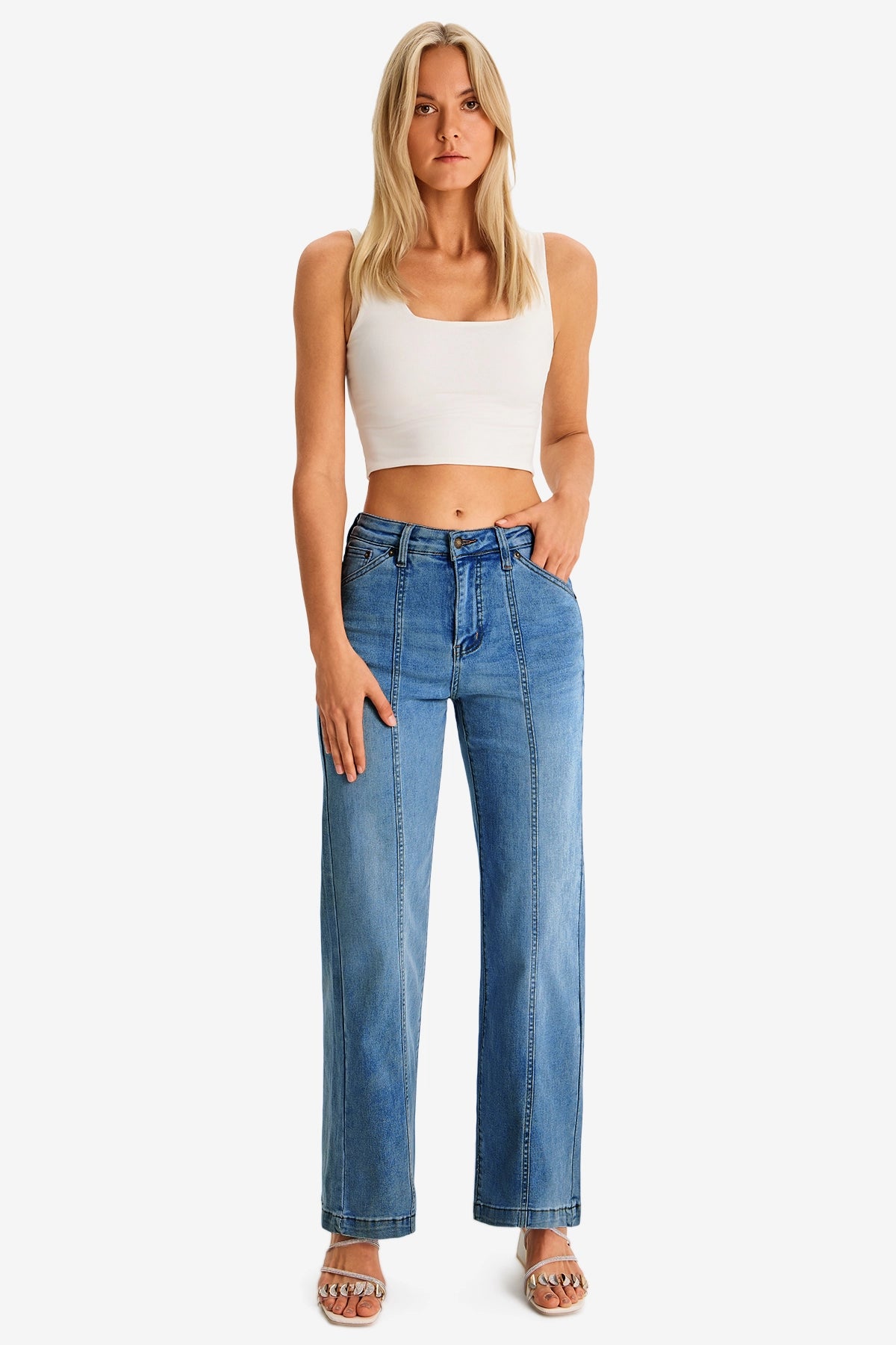 Womens LightBlue Wide Leg Jeans