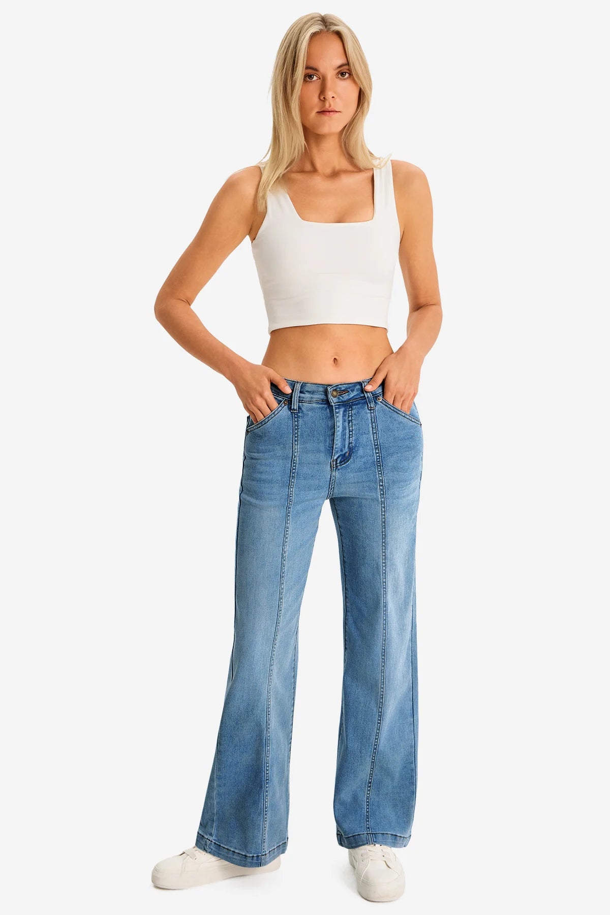 Womens Light Blue Wide Leg Jeans | CicyBell