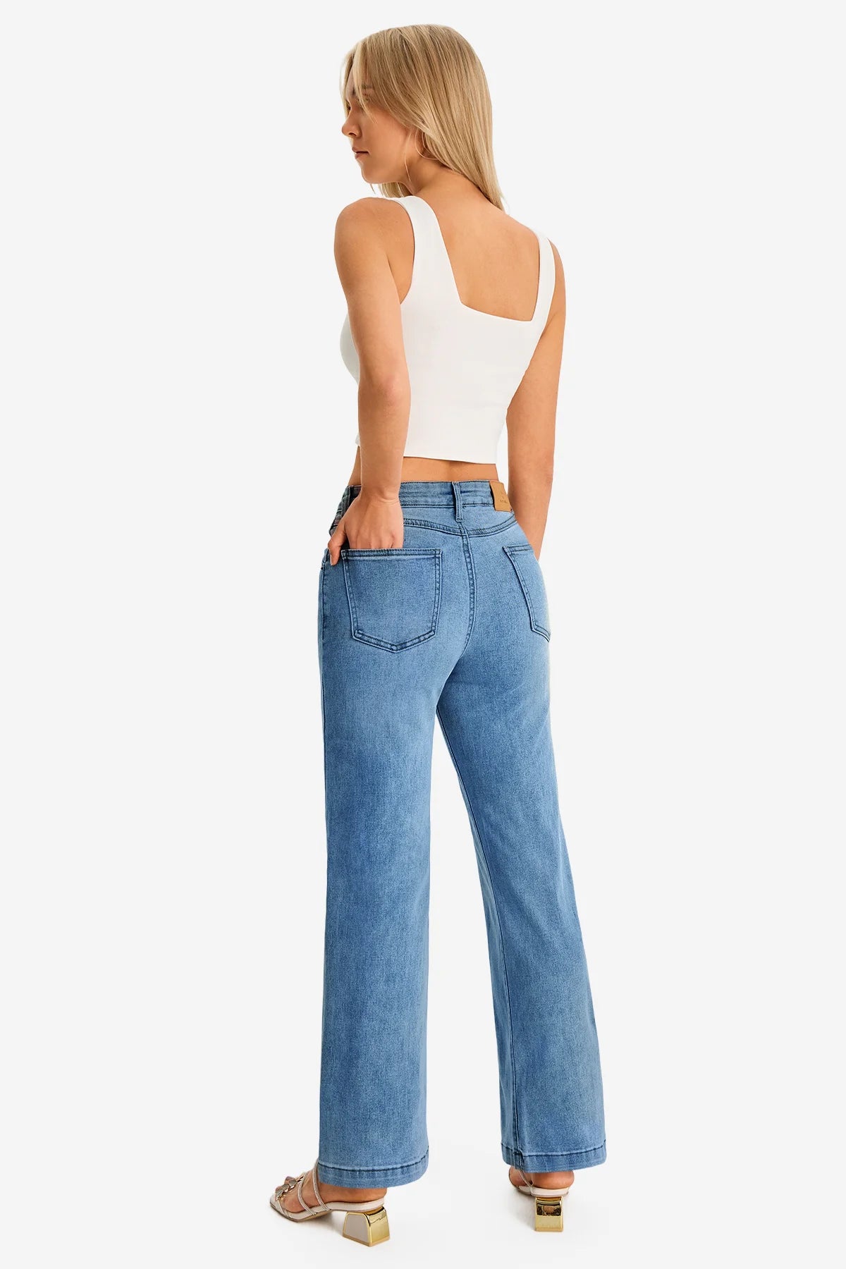 Womens Light Blue Wide Leg Jeans | CicyBell