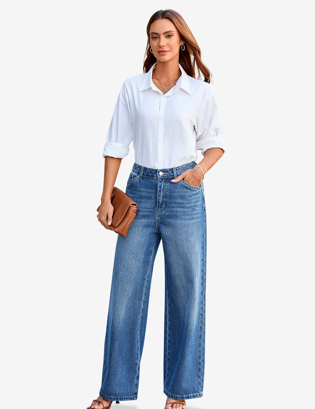 Womens LightBlue Wide Leg Jeans