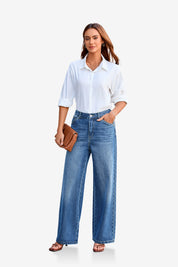 Womens LightBlue Wide Leg Jeans