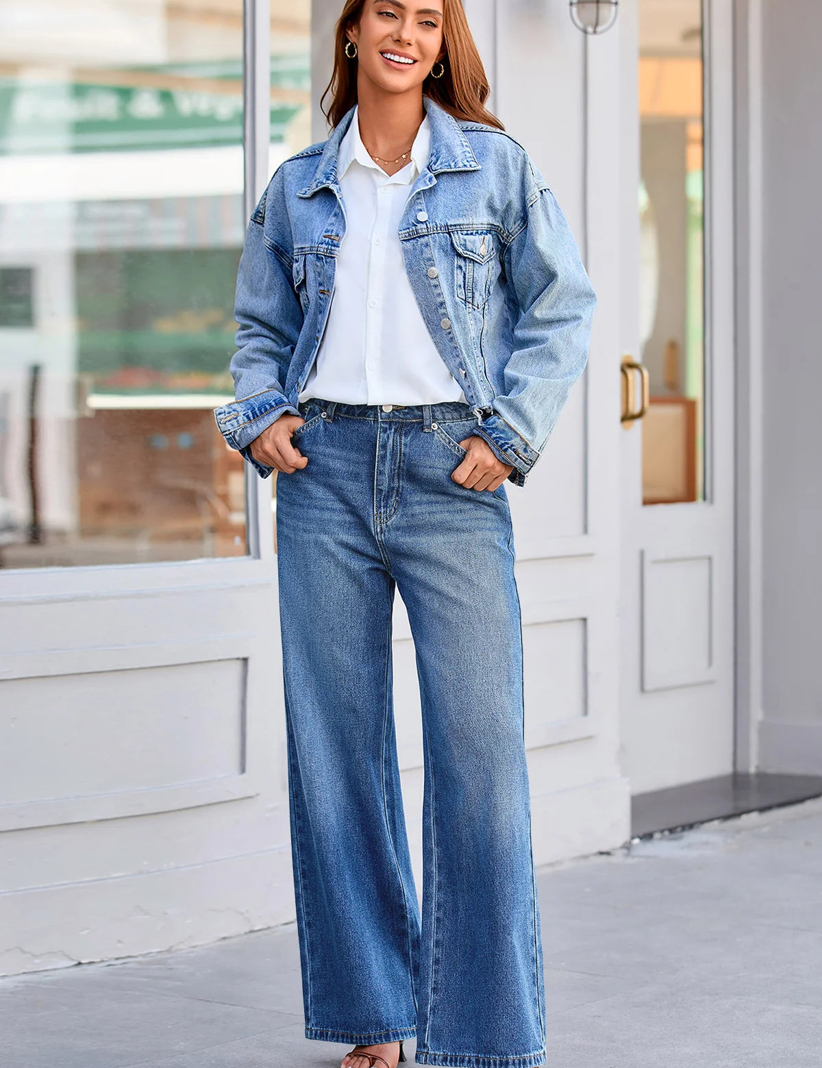 Womens LightBlue Loose Fit Jeans