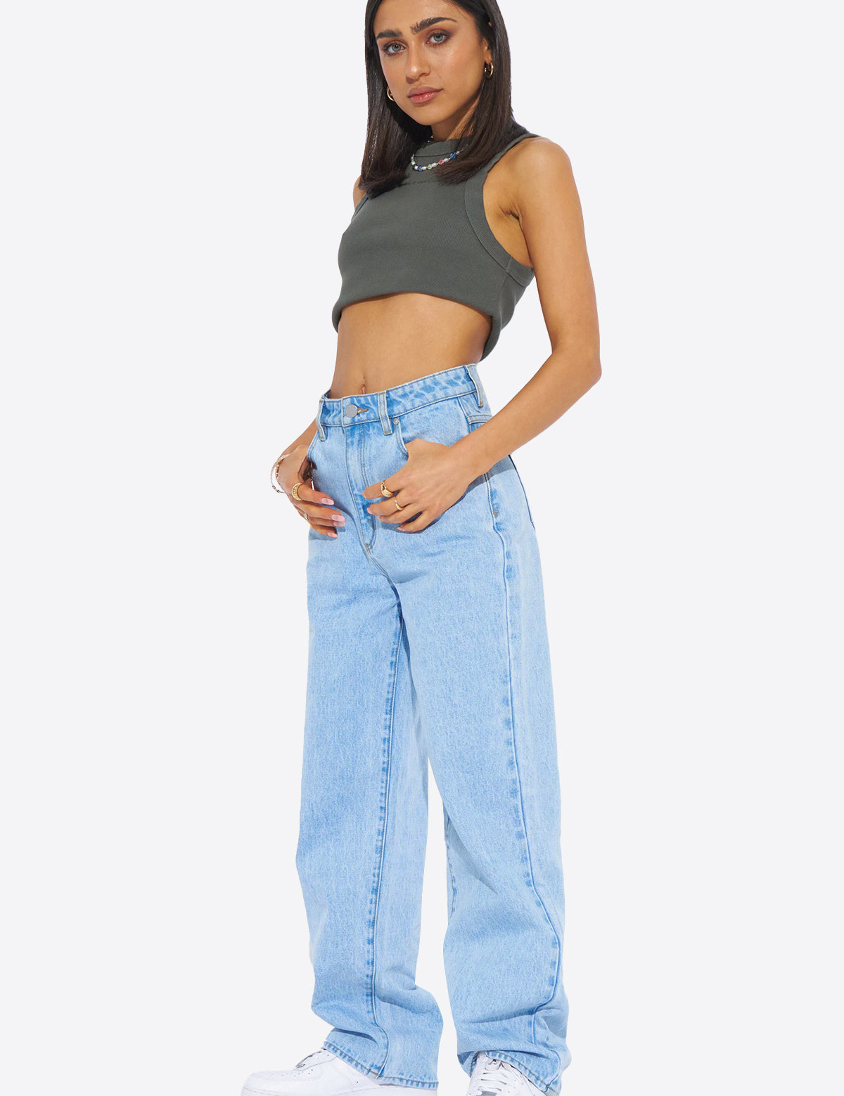 Womens Light Blue High Waisted Jeans 1