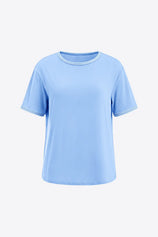 Womens Light Blue Summer Crew Neck T Shirts 2