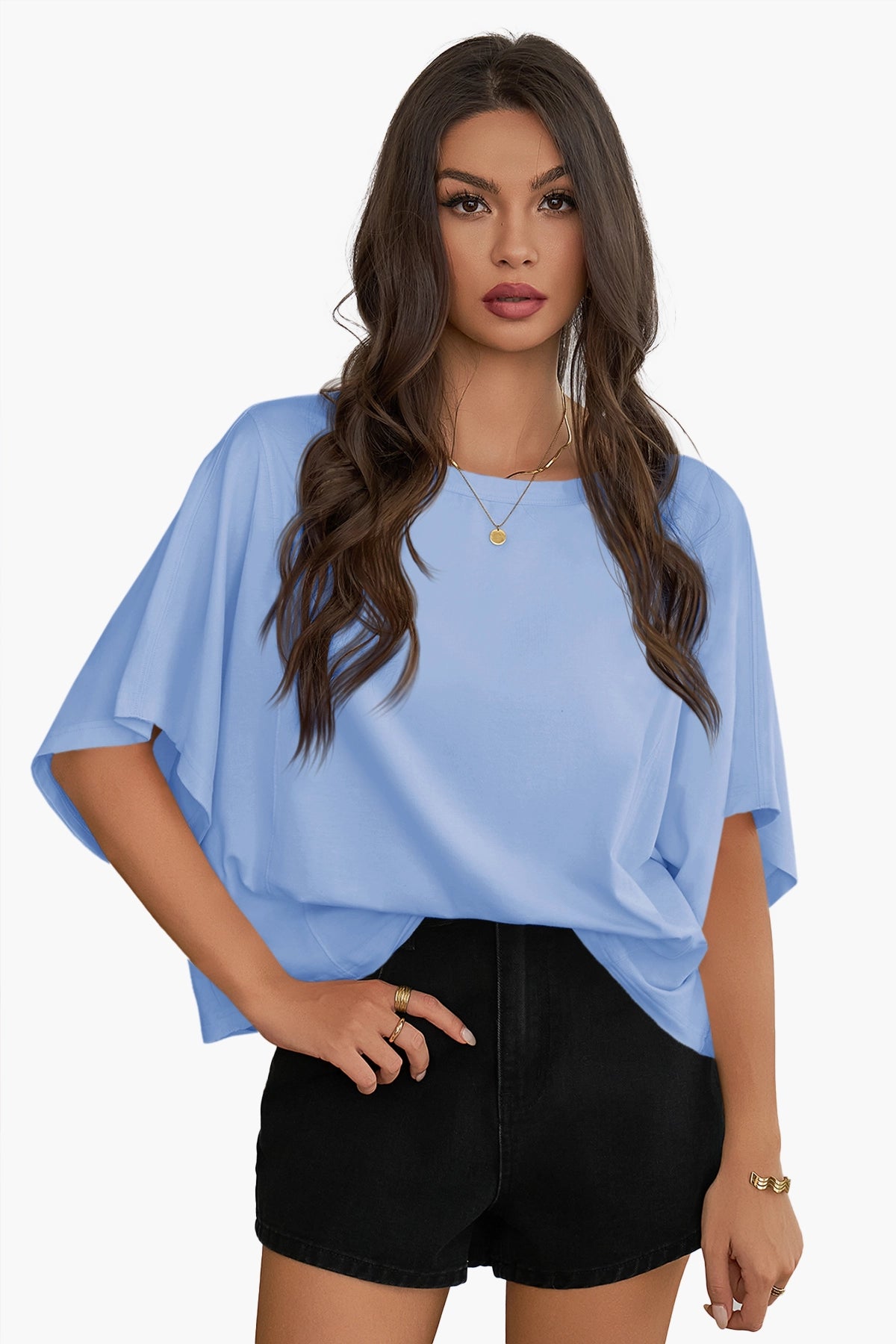  Womens Light Blue Oversized T Shirts 1