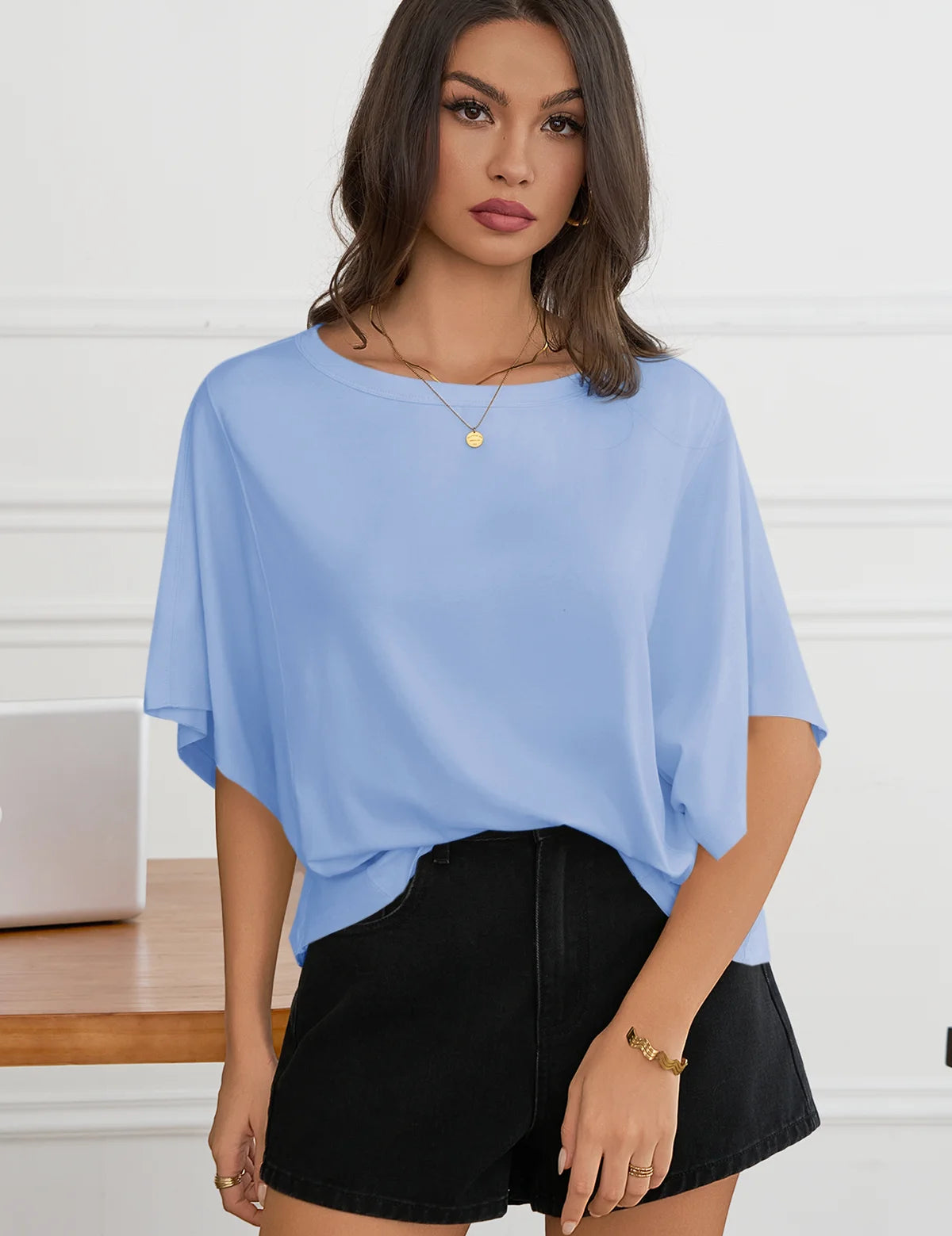  Womens Light Blue Oversized T Shirts 3