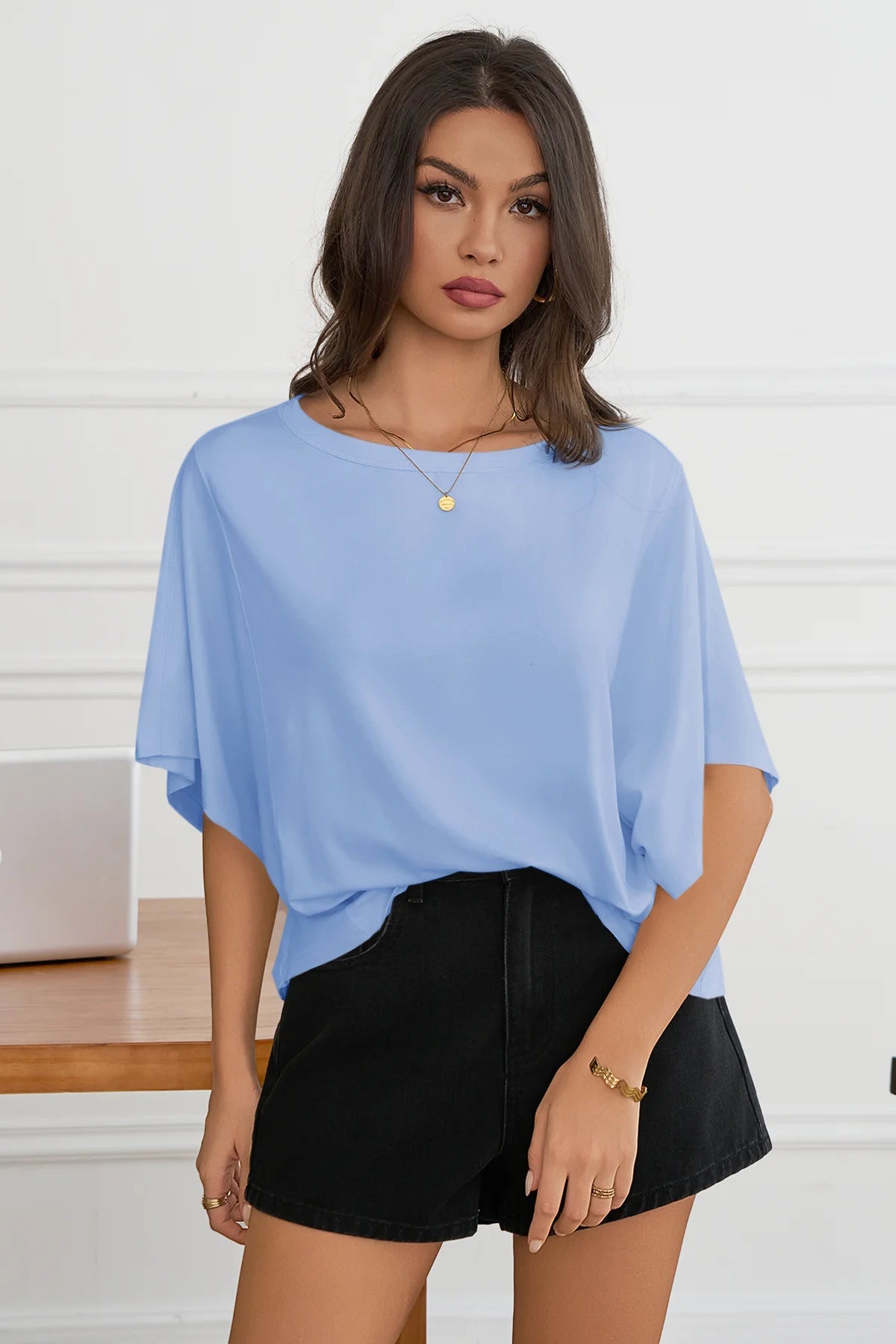  Womens Light Blue Oversized T Shirts 3