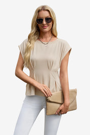 Womens LightKhaki Cap Sleeve Tank Tops 1