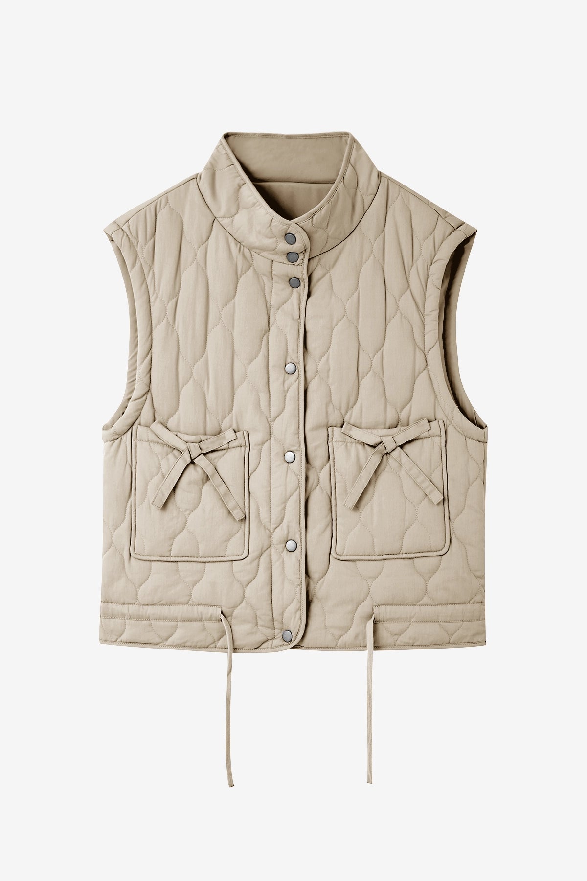 Womens Light Khaki Puffer Quilted Vest | CicyBell
