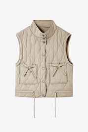 Womens Light Khaki Puffer Quilted Vest | CicyBell