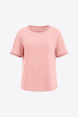 Womens Light Pink Summer Crew Neck T Shirts 2
