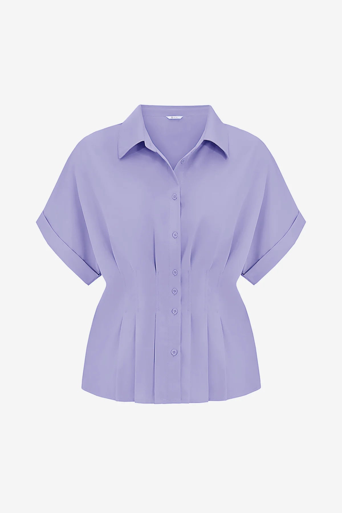 Cicy Bell Womens Light Purple Pleated Button-Down Shirt