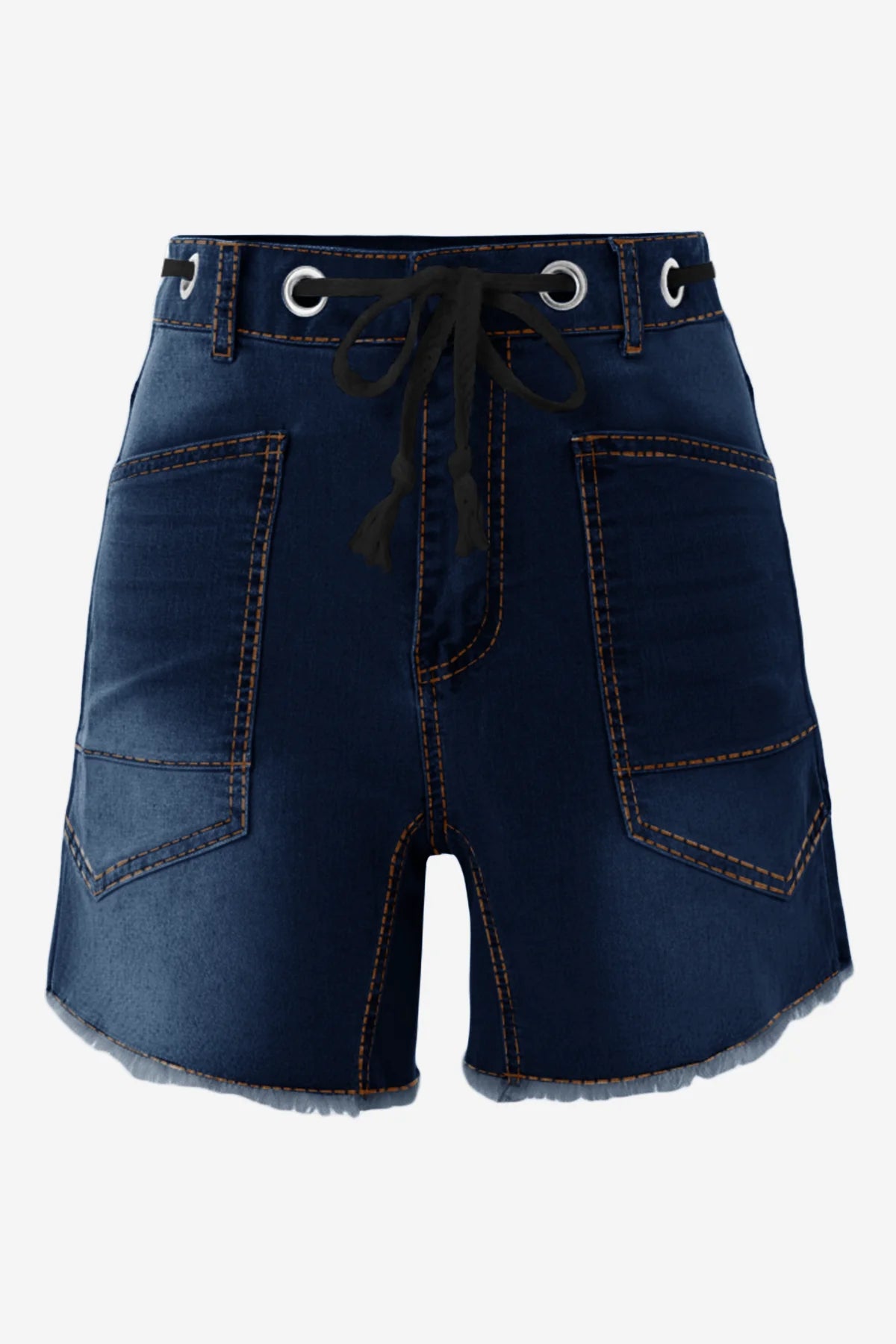 Cicy Bell Womens Navy Drawtring Mid Waist Denim Shorts