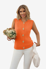 Womens Orange Cropped Sweater Vest 1