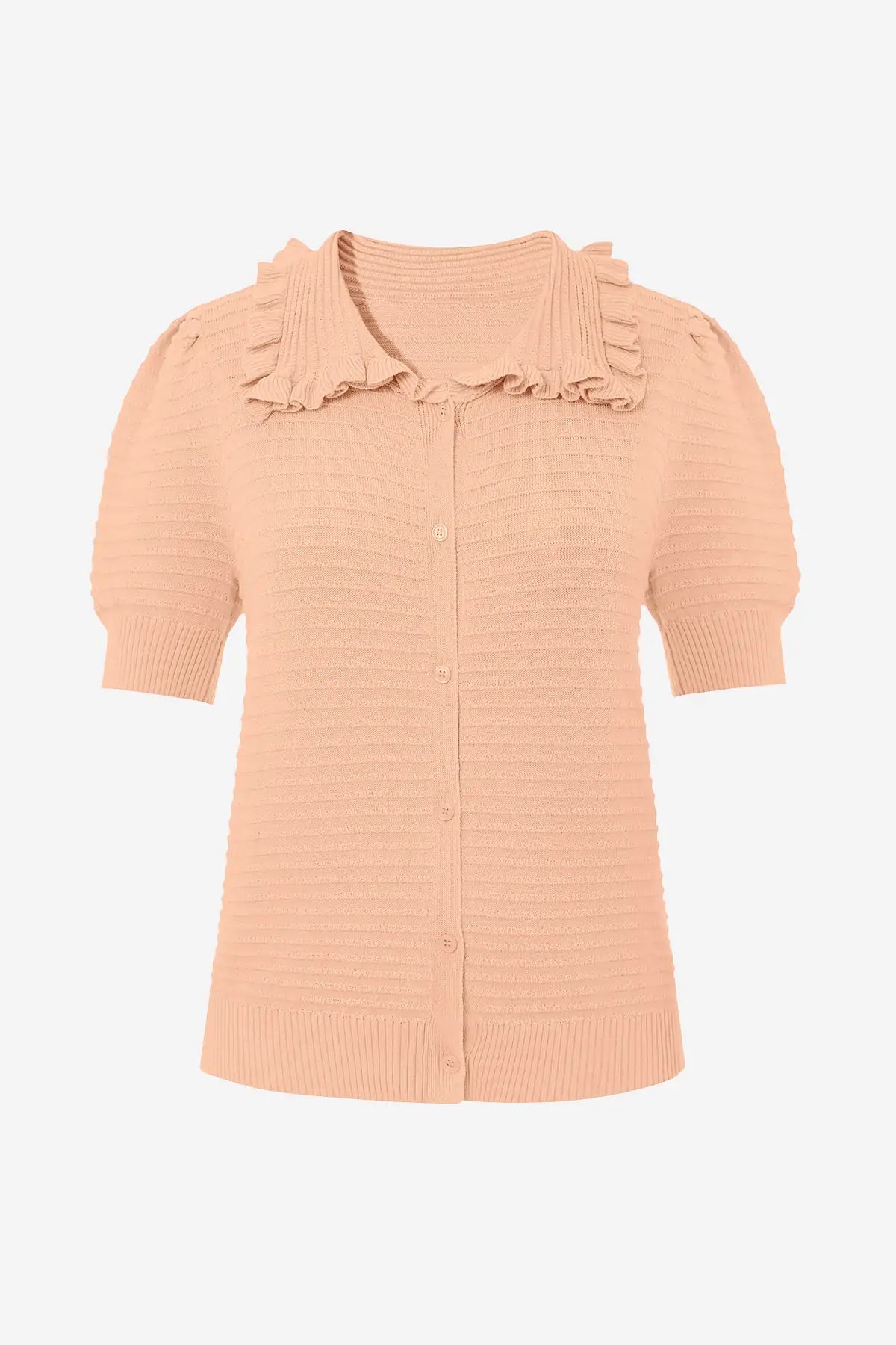 Cicy Bell Orange Ruffle Peter Pan Collar Cardigan Sweater