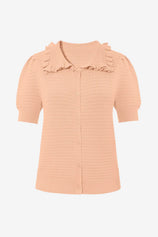 Cicy Bell Orange Ruffle Peter Pan Collar Cardigan Sweater