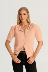 Orange Ruffle Peter Pan Collar Cardigan Sweater 2