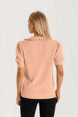 Cicy Bell Orange Ruffle Peter Pan Collar Cardigan Sweater