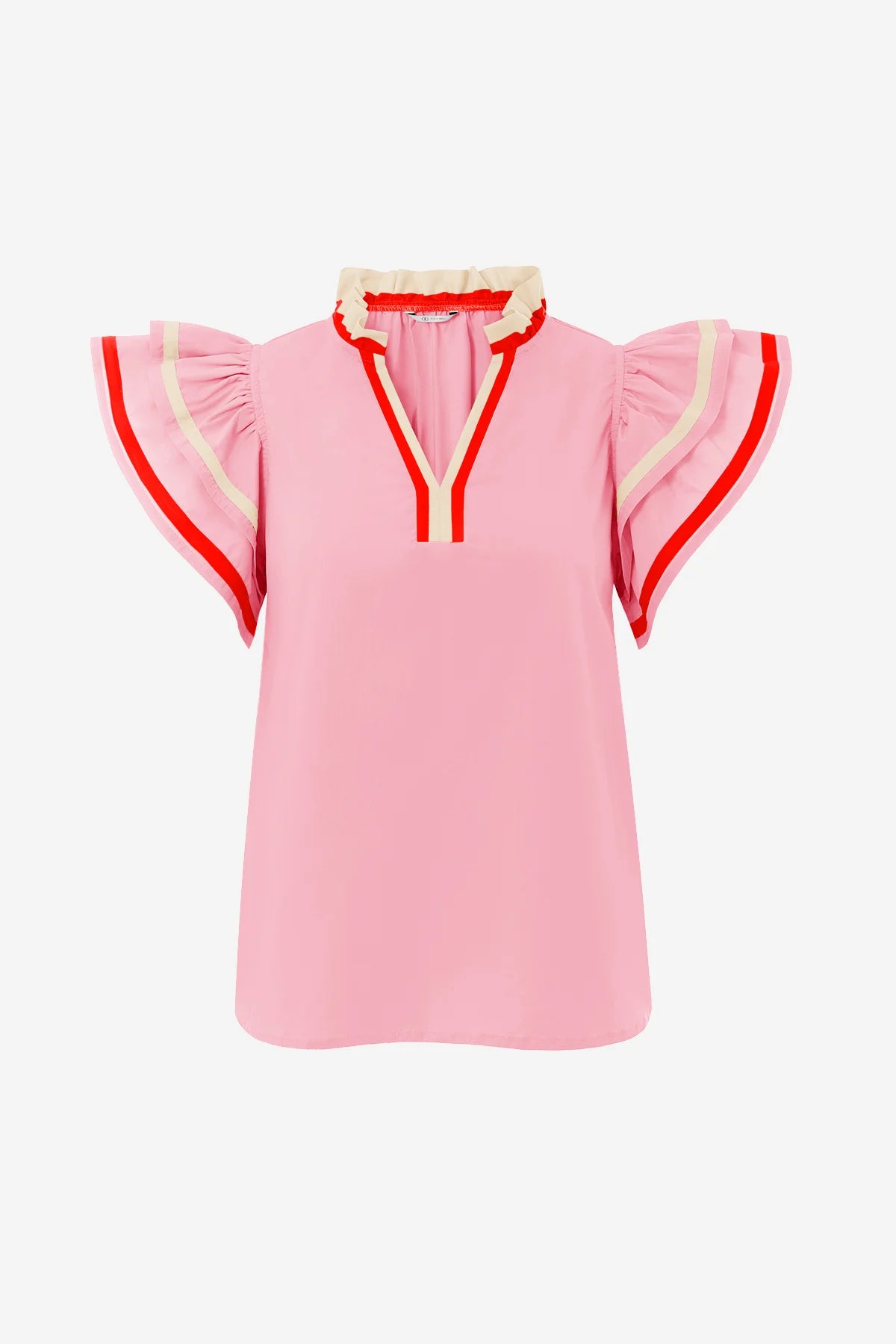 Womens Pink Color Block Blouses | Cicy Bell