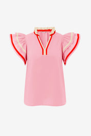 Womens Pink Color Block Blouses | Cicy Bell