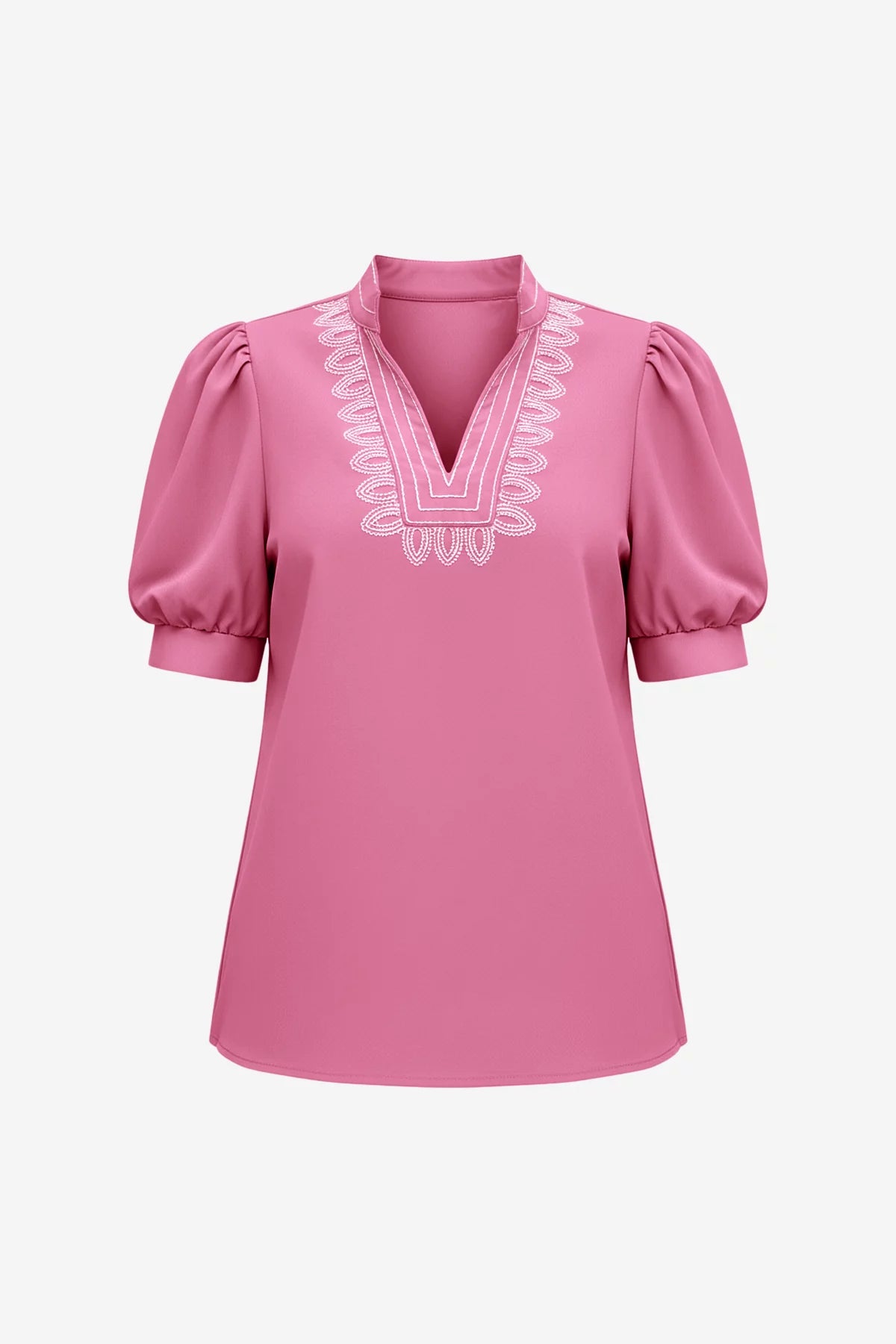 Womens Pink Puff Short Sleeve Blouses | CicyBell