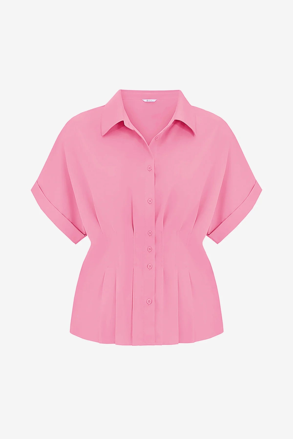 Cicy Bell Womens Pink Pleated Button-Down Shirt