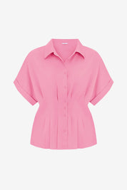 Cicy Bell Womens Pink Pleated Button-Down Shirt