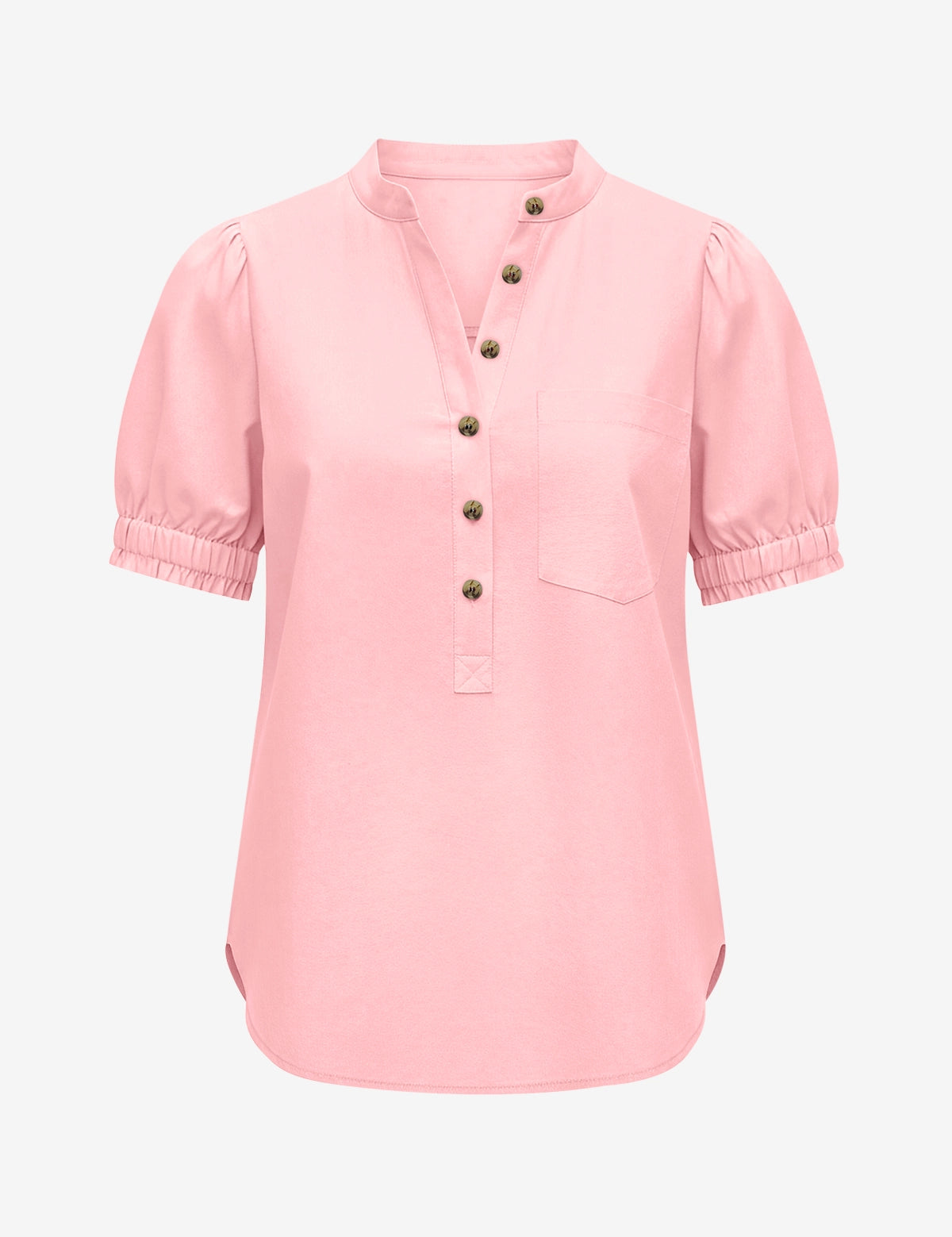 Womens Pink Puff Short Sleeve Blouses 2
