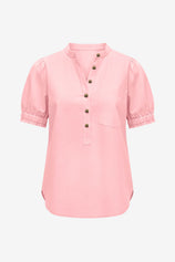 Womens Pink Puff Short Sleeve Blouses 2