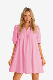 Womens Pink V Neck Dress 1