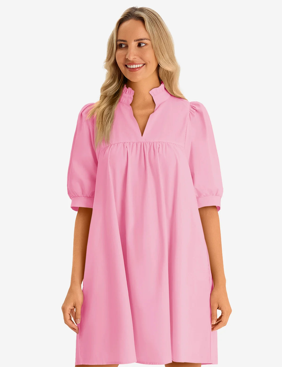 Womens Pink V Neck Dress 2