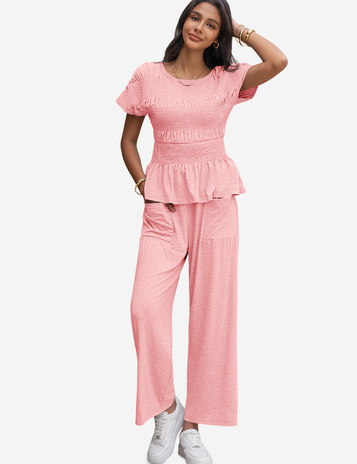 Womens Pink 2 Piece Outfits 1