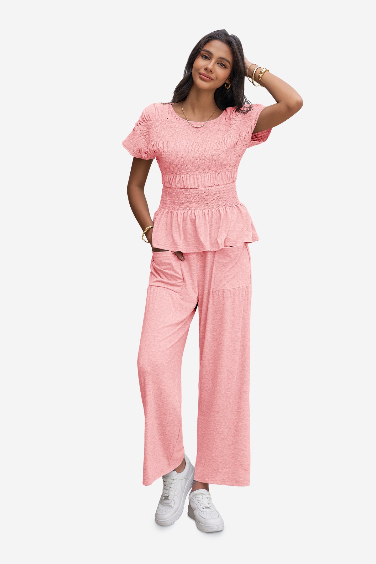 Womens Pink 2 Piece Outfits 1
