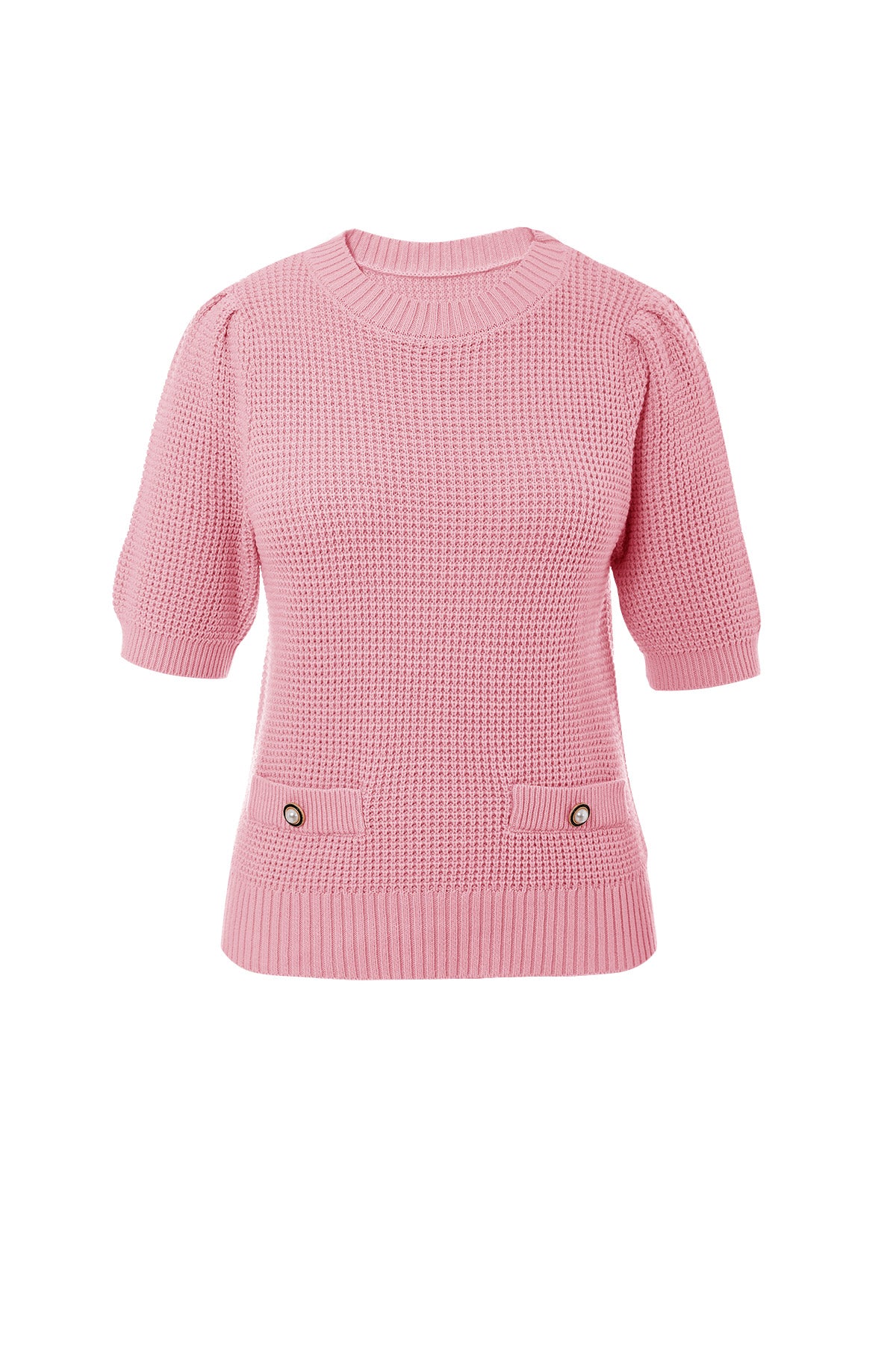 Womens Pink Puff Short Sleeve Sweaters Tops | CicyBell