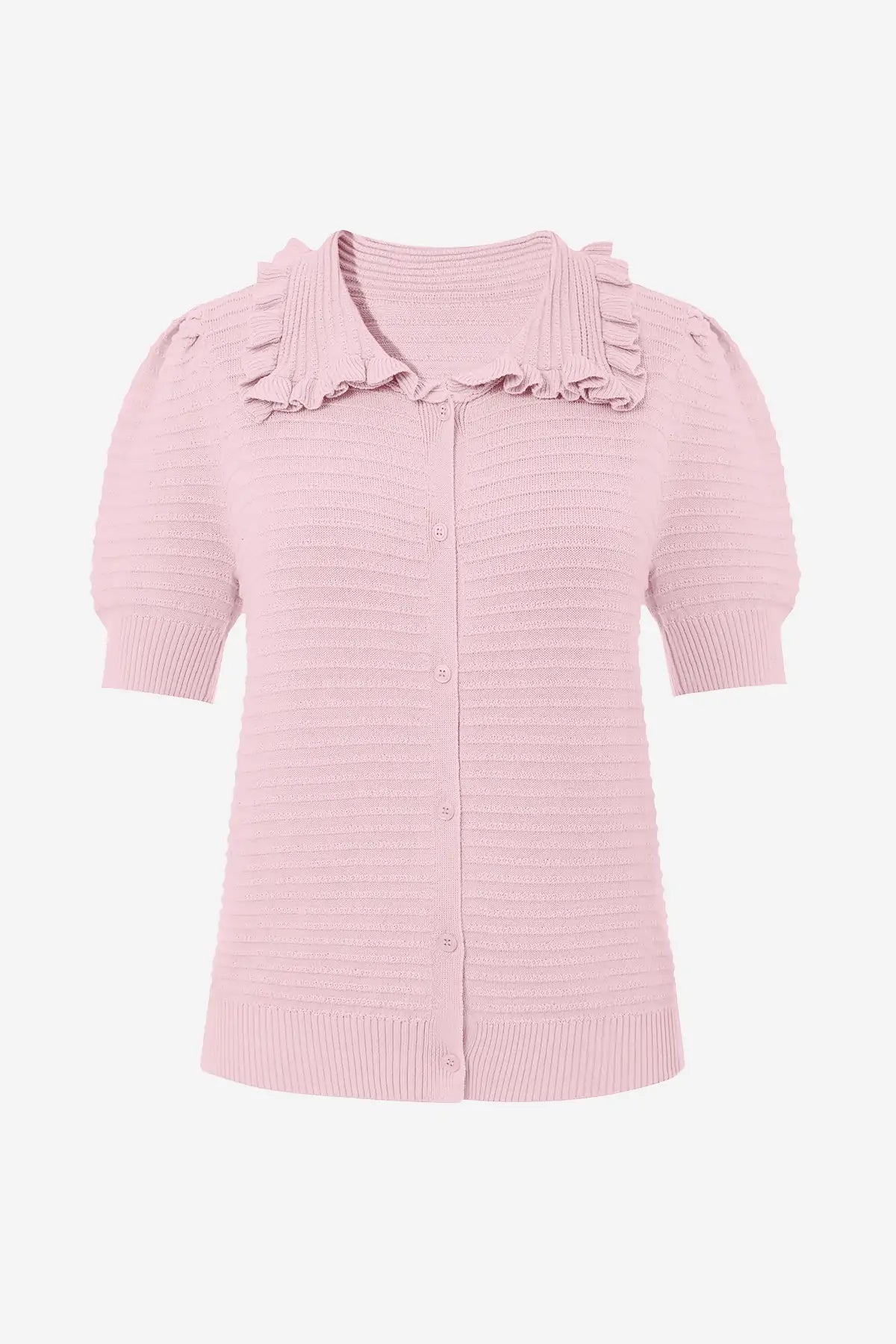 Cicy Bell Pink Ruffle Peter Pan Collar Cardigan Sweater