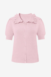 Cicy Bell Pink Ruffle Peter Pan Collar Cardigan Sweater