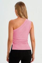 Womens Pink One Shoulder Tank Tops | CicyBell