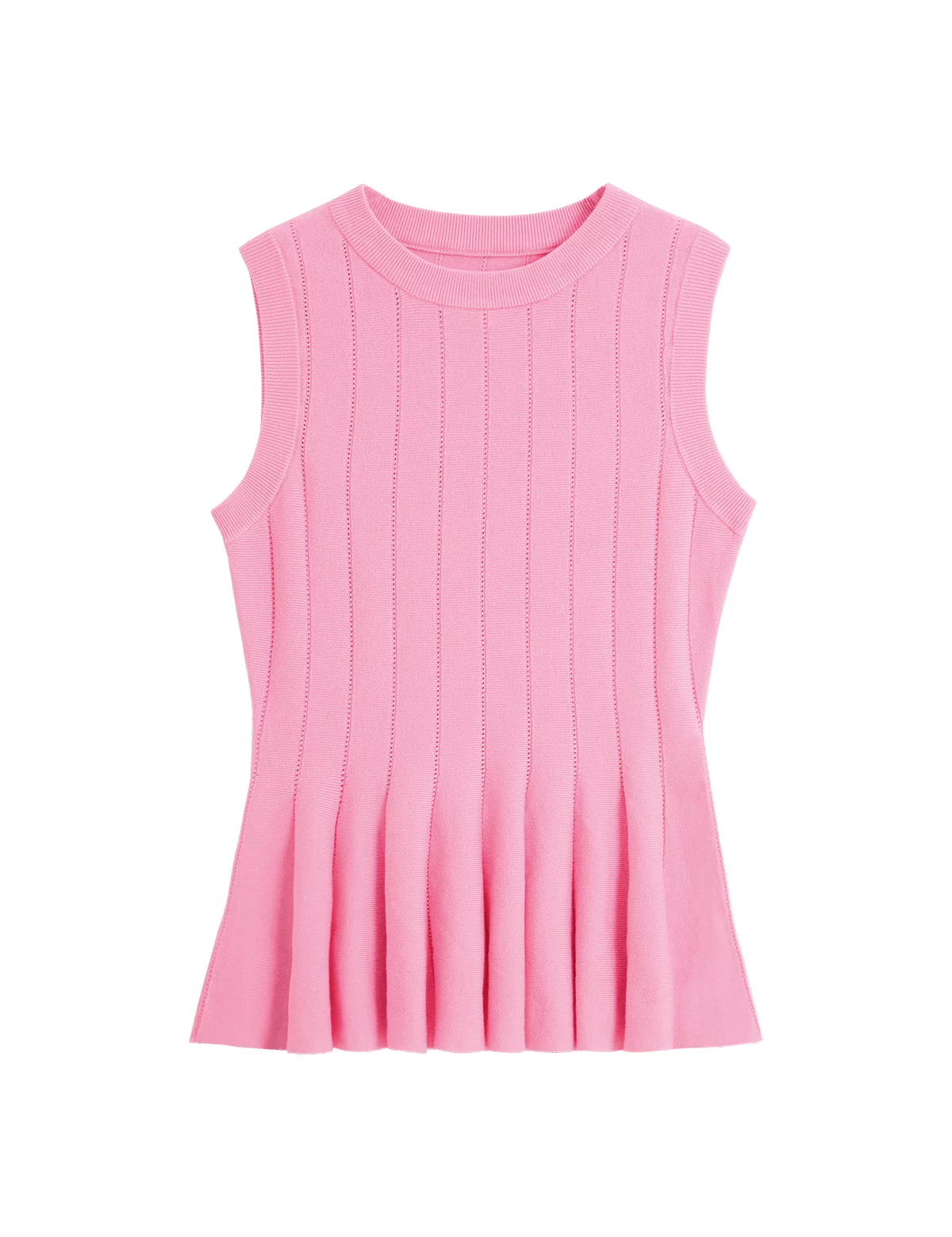 Womens Pink Pleated Peplum Tank Tops 2