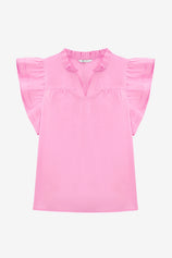 Womens Pink Ruffle Cap Sleeve Tank Tops | CicyBell