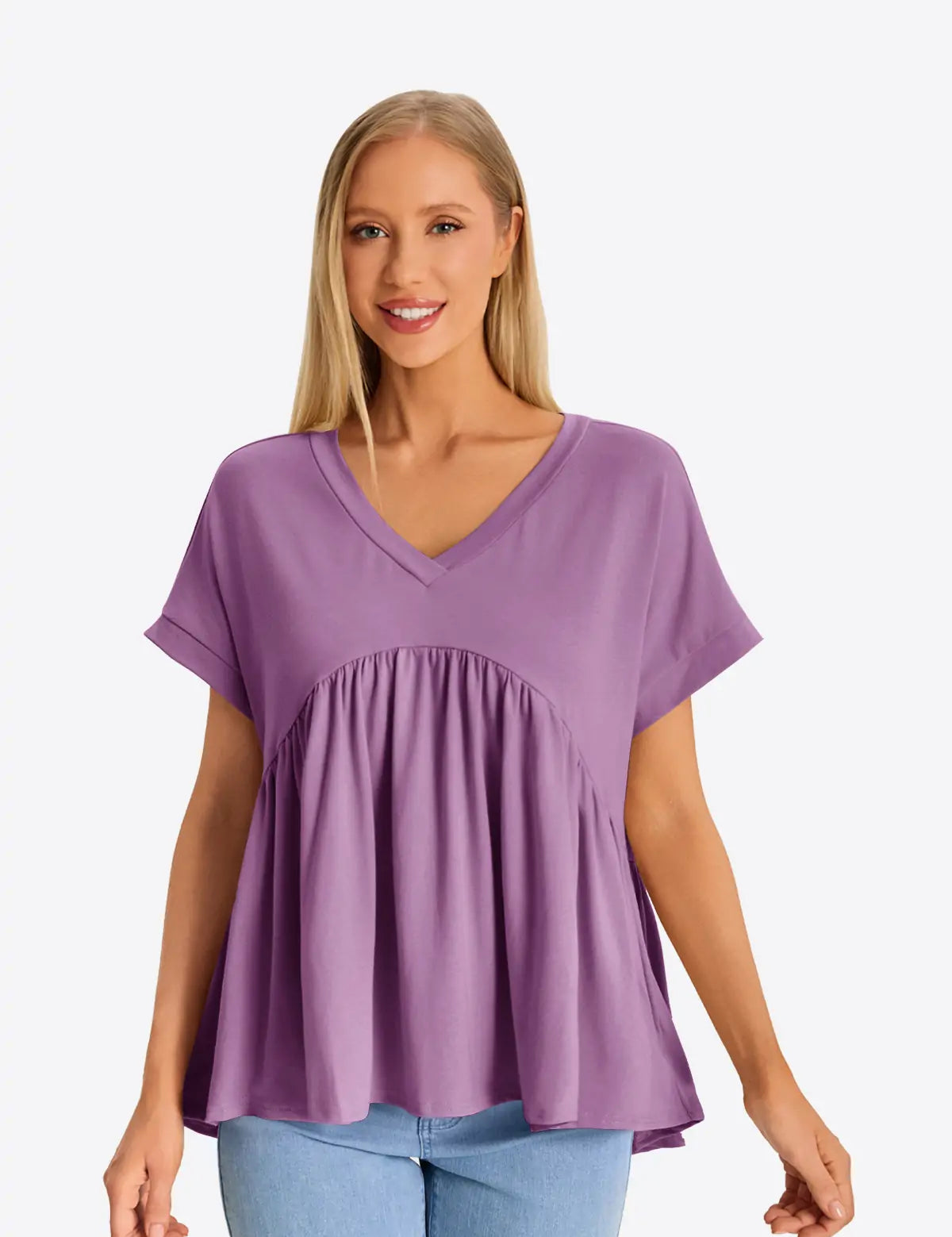 Womens Purple Summer Peplum Tops 1