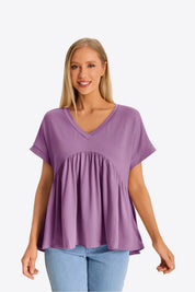 Womens Purple Summer Peplum Tops 1