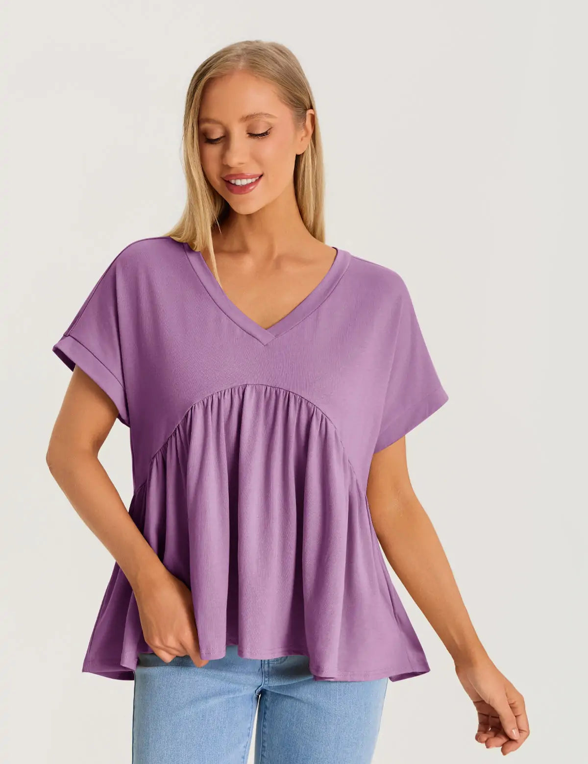 Womens Purple Summer Peplum Tops 2