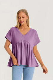 Womens Purple Summer Peplum Tops 2
