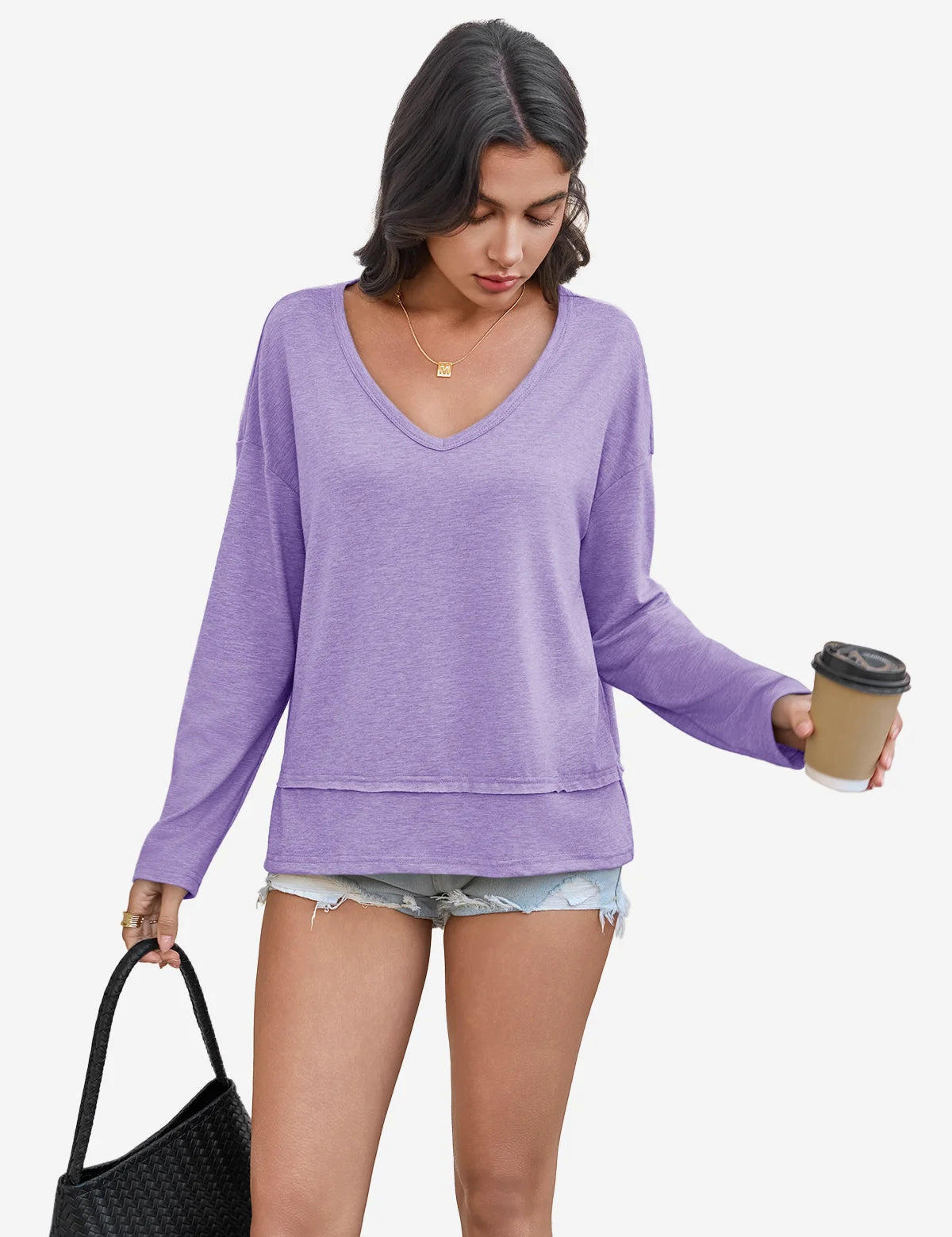 Womens Purple Long Sleeve T Shirts 1