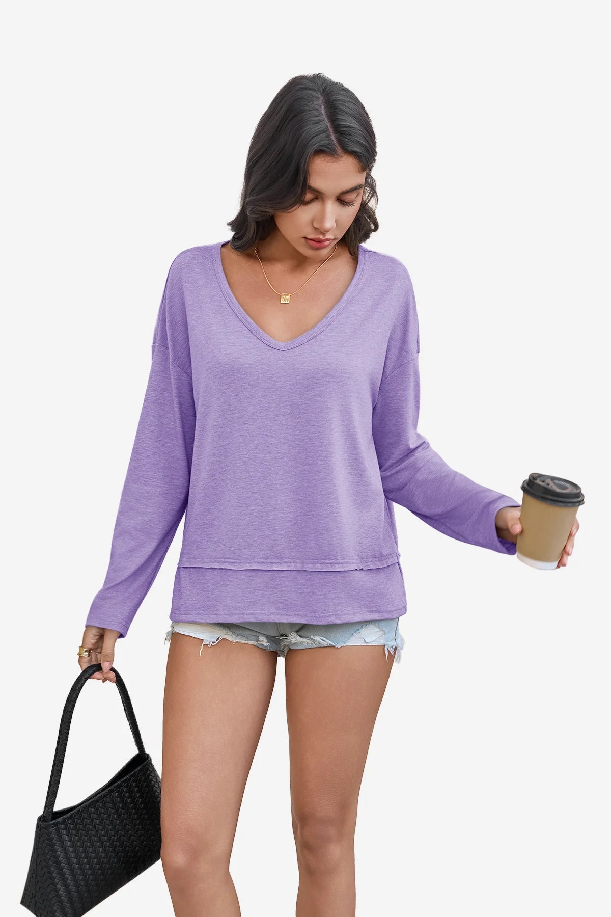 Womens Purple Long Sleeve T Shirts 1