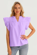 Womens Purple Ruffle Cap Sleeve Tank Tops 1