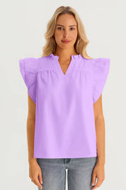 Womens Purple Ruffle Cap Sleeve Tank Tops | CicyBell