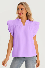 Womens Purple Ruffle Cap Sleeve Tank Tops 3