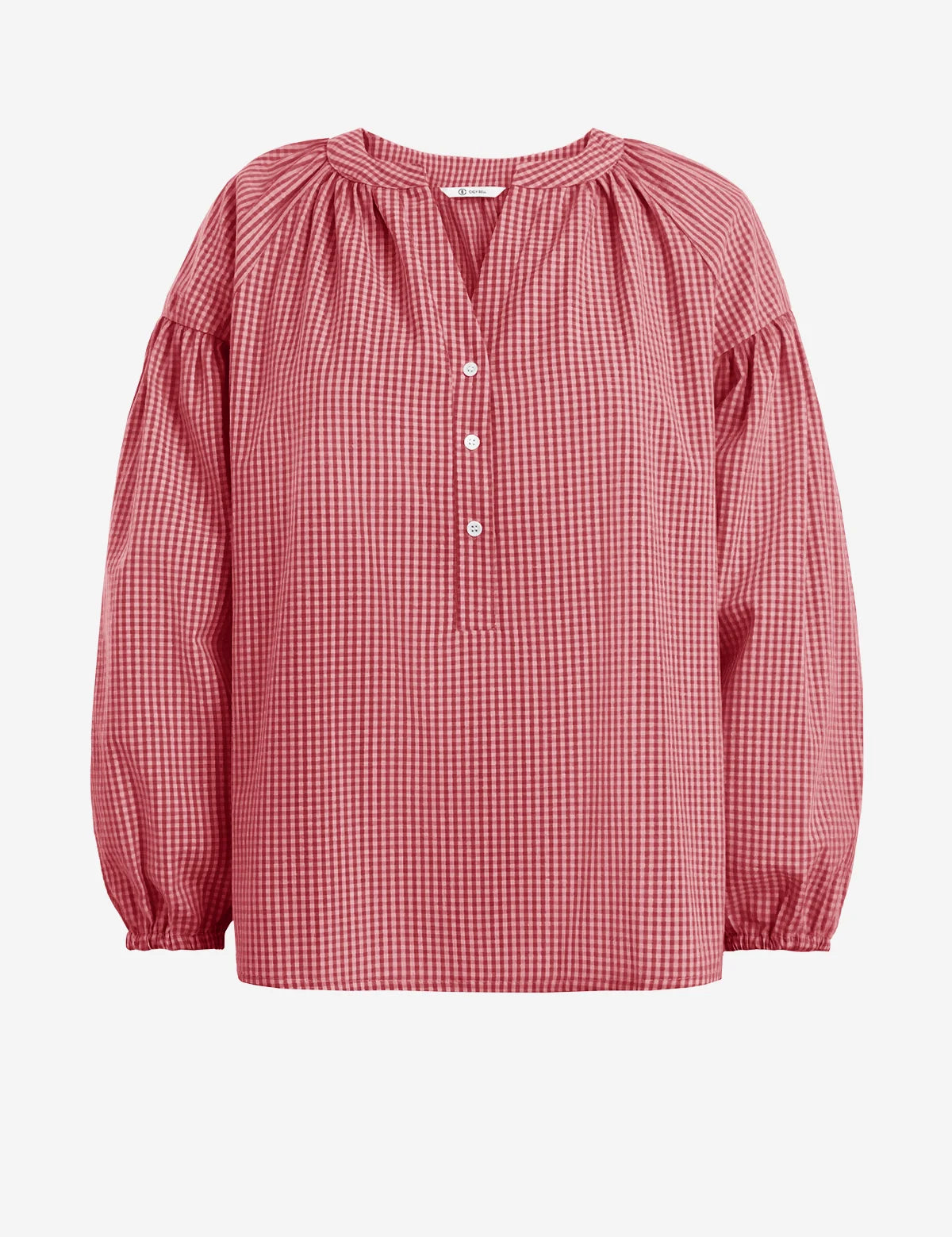 Womens Red Puff Long Sleeve Blouse 2